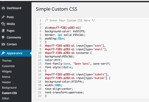 Css Appearance Code نحوه ویرایش فایل CSS در وردپرس از طریق پلاگین سفارشی CSS