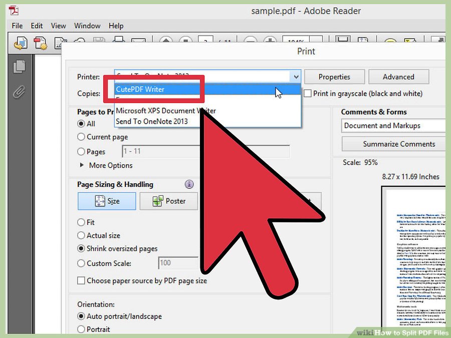انتخاب CutePDF Writer