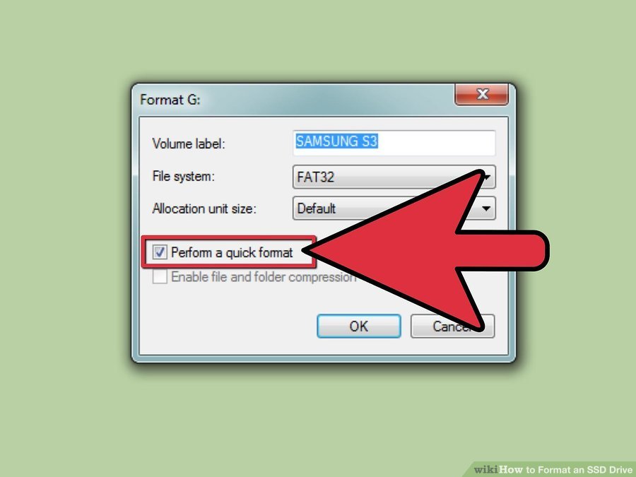 گزینه Perform a quick format