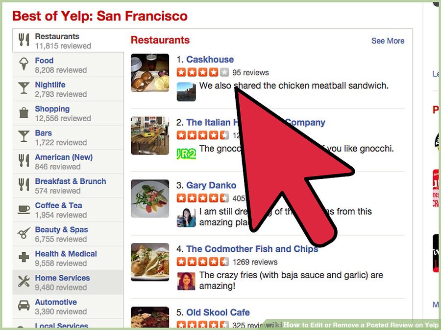  ویرایش یک نظر در Yelp