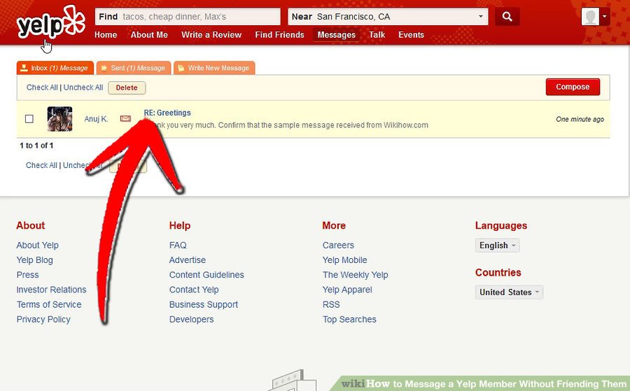 پاسخ دادن به پیام در Yelp