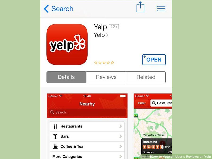 رای دادن به نظر یک فرد در Yelp 